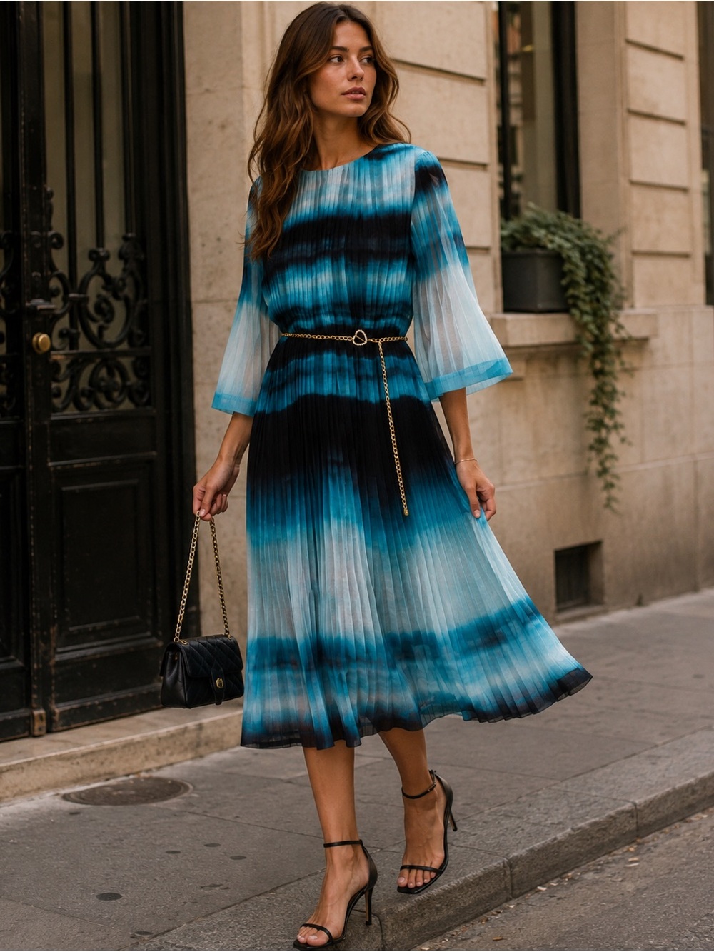 BEULAH | Azure Tide Pleated Midi